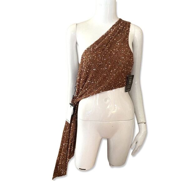 Retroféte Quinn sz L bead sequin one shoulder going out top evening Revolve NWT - Picture 8 of 12